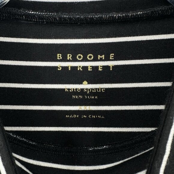 KATE SPADE BROOME STREET dress striped mini ruffle long sleeve black white XXL - Picture 8 of 9